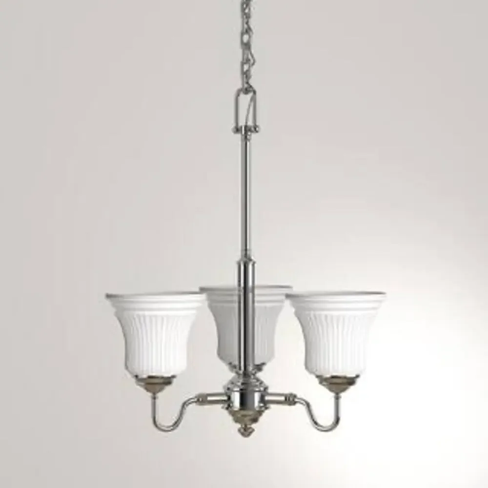 3-Light Brushed Nickel Chandelier with Frosted Glass Shades